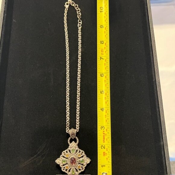 Brighton Silver Chain Necklace Design Amethyst - Amber - Cabochon Pendant - Picture 5 of 5